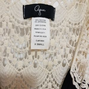 Euc aqua black maxi dress lace back boho xs